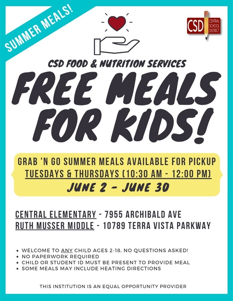 MEALS SERVED DURING SUMMER BREAK Bear Gulch Elementary School